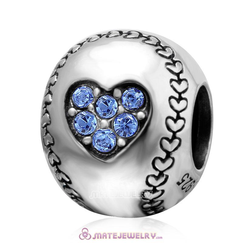 Sapphire Crystal Baseball Ball Charm Beads