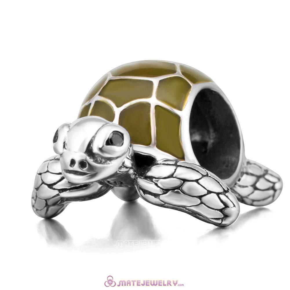 Ocean Turtle Sterling Silver Enamel Charms Beads