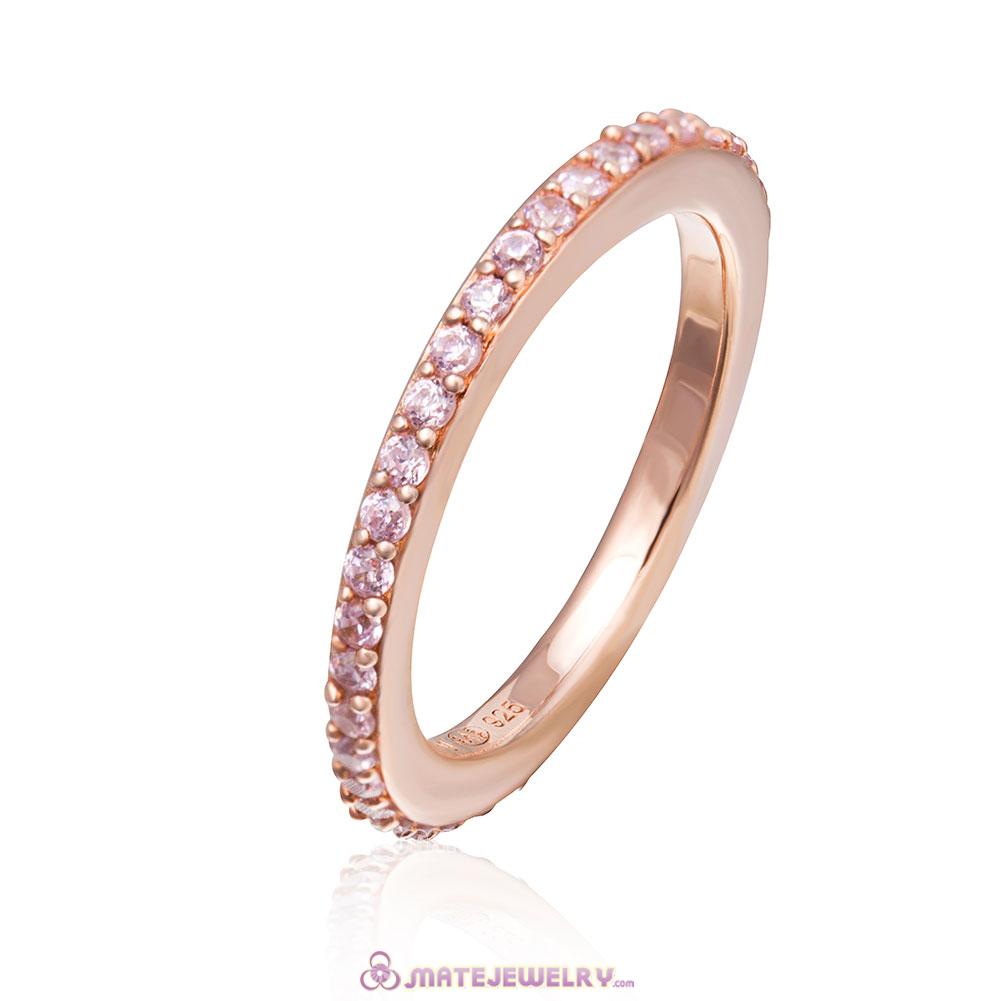 Cubic Zirconia Ring Rose Gold Sterling Silver
