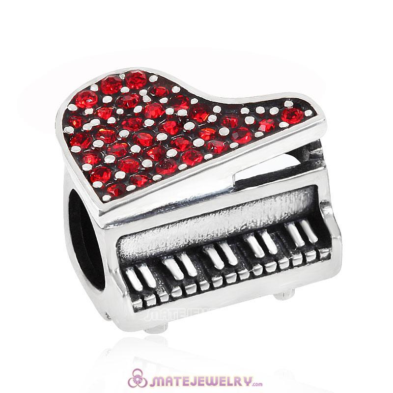 Music Piano Beads Charm Red Crystal