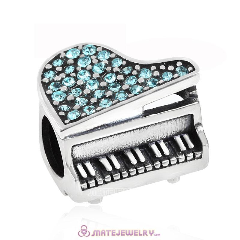 Music Piano Beads Charm Aquamarine Crystal