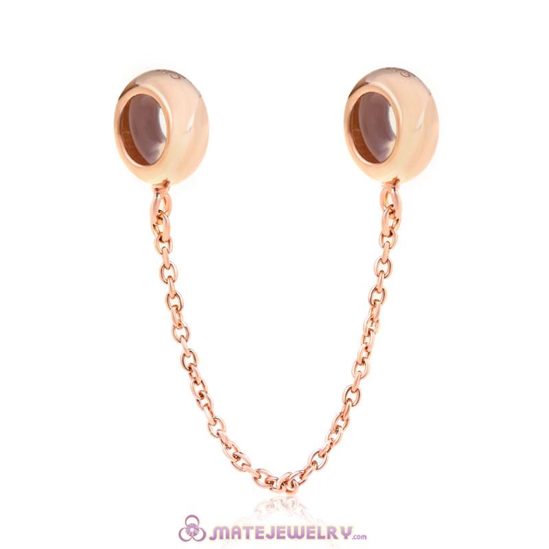 European Rose Gold Safety Chain with Stopper Beads