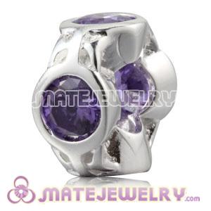 925 Sterling Silver Spacer Beads With Purple Stones