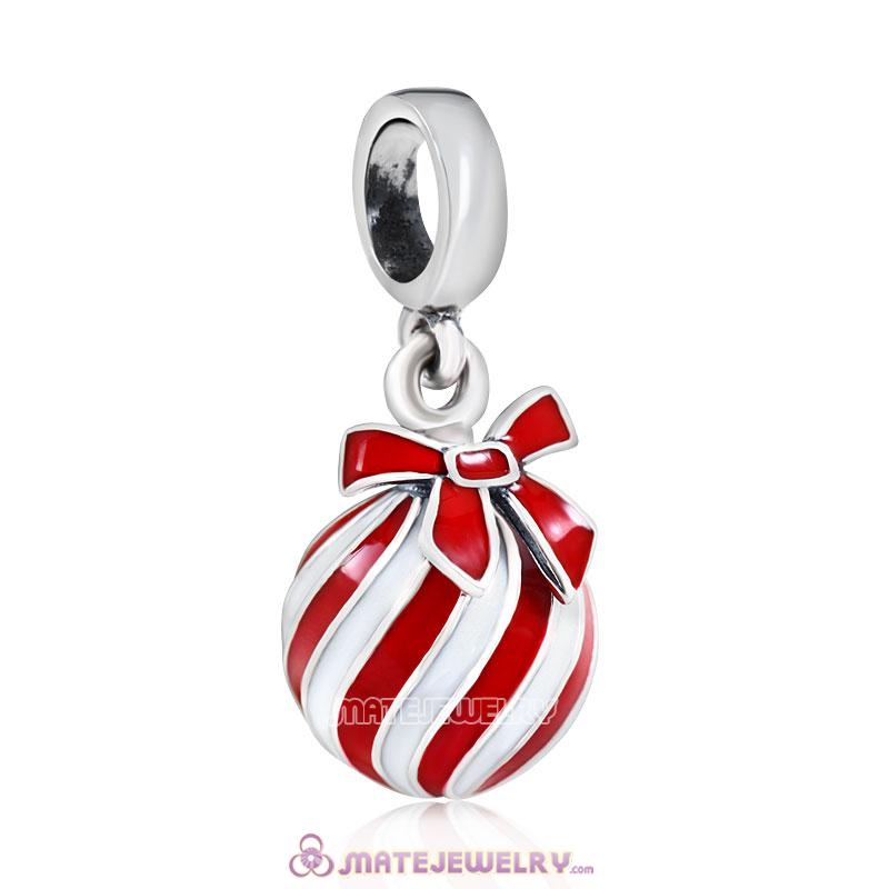 Red Christmas Ball Charms Beads with Enamel