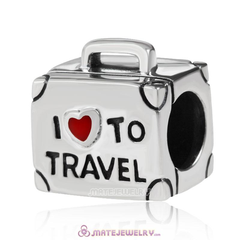 925 Sterling Silver I Love to Travel Suitcase Bead