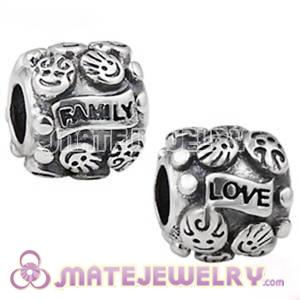 Antique Sterling Silver LOVE and FAMILY Charm Beads