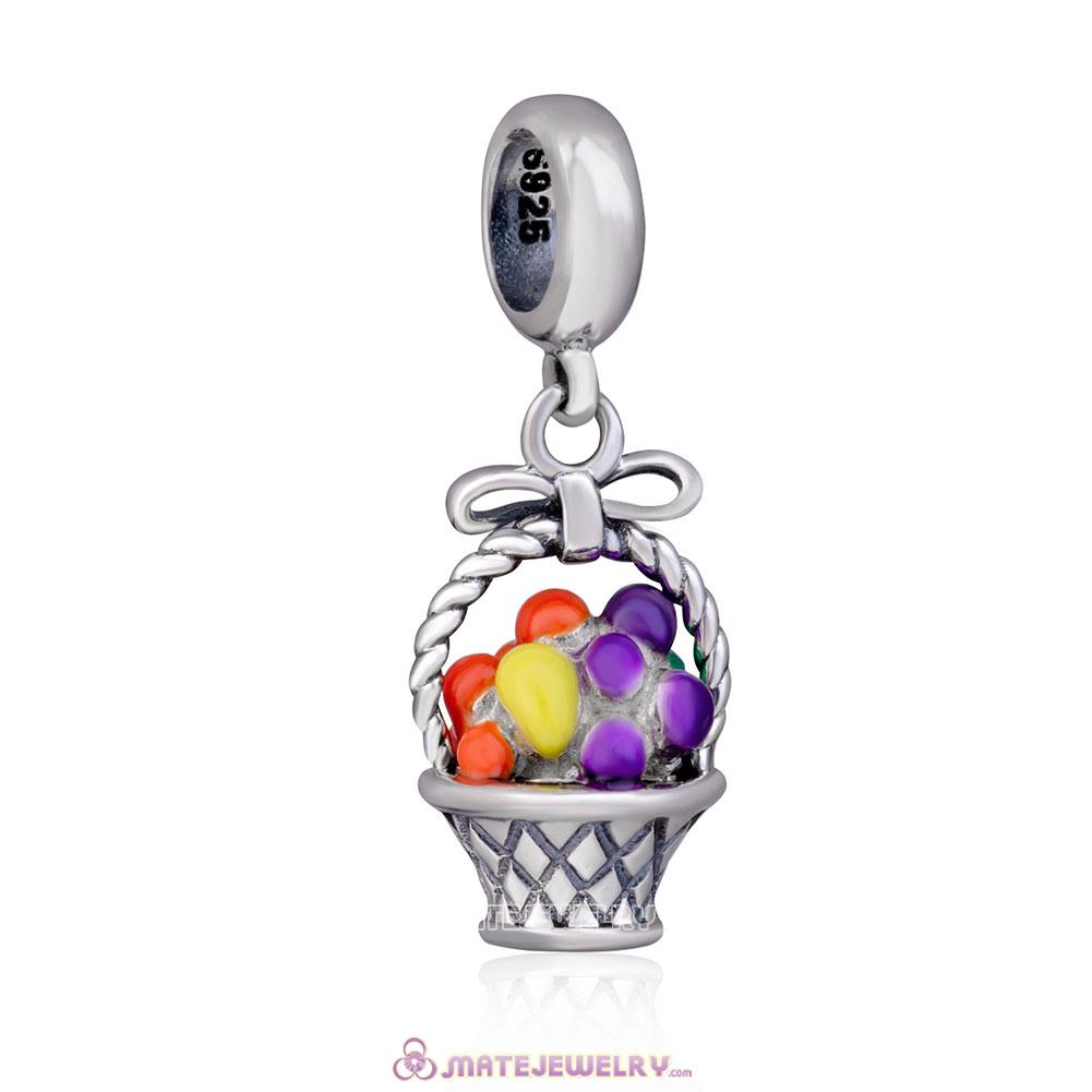 925 Sterling Silver Fruit Basket Charms Beads