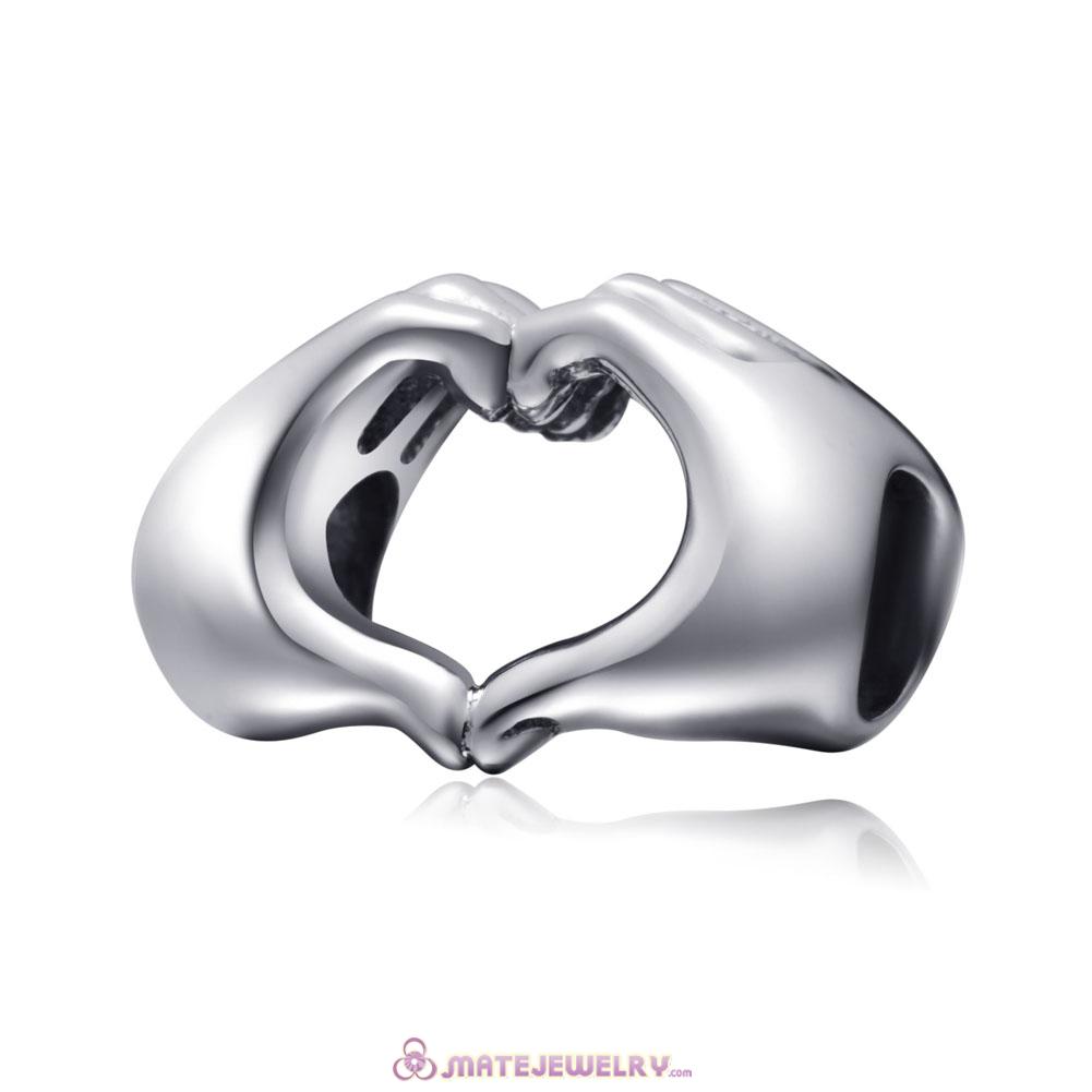 925 Sterling Silver Fingers with Hearts Charms Beads
