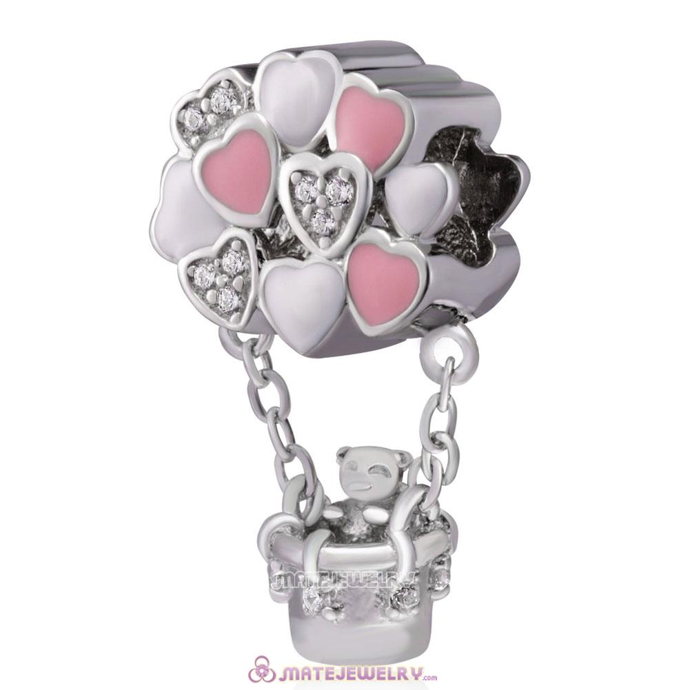 925 Sterling Silver Bear Love Hot Air Balloon Charms Beads