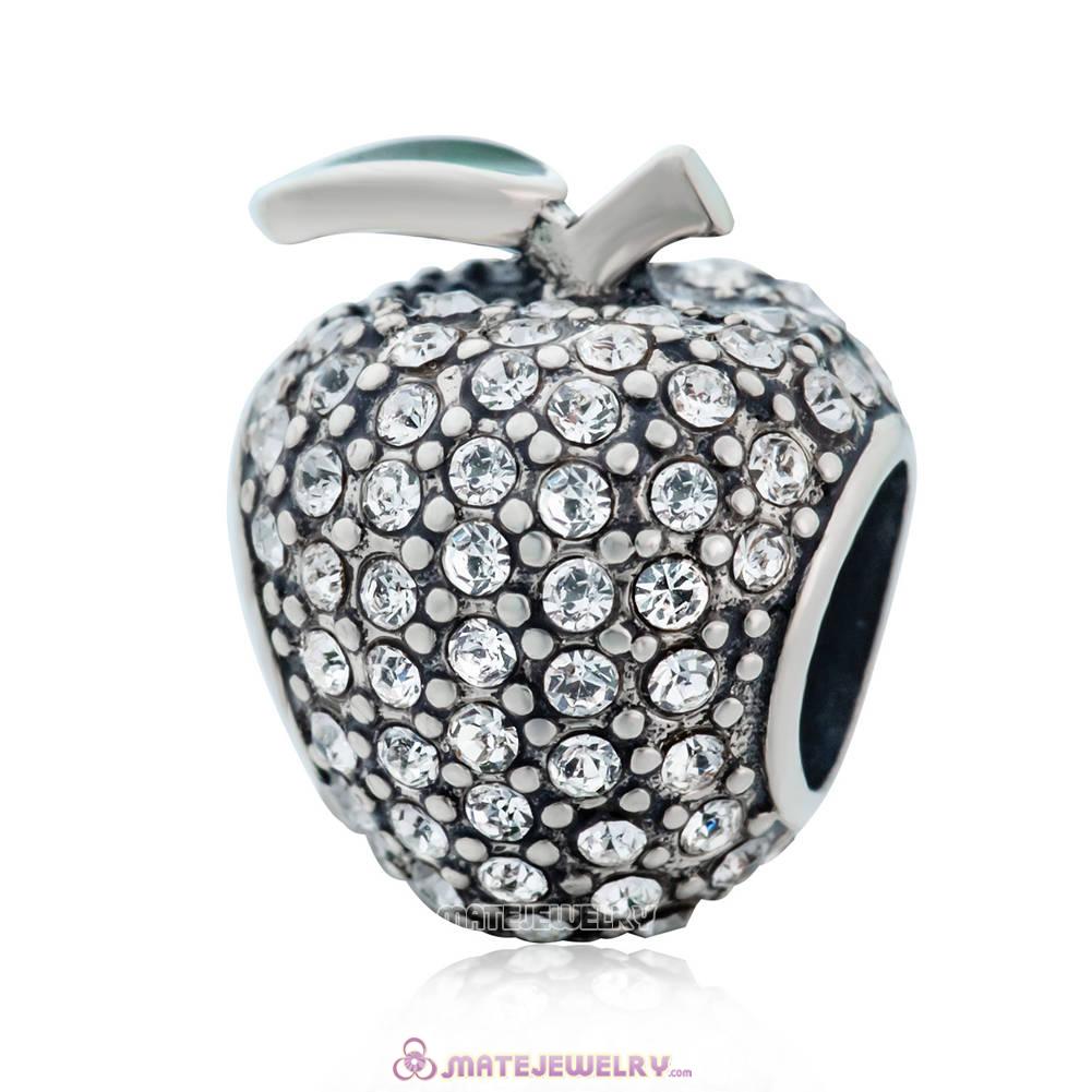 Sweet Sparkling Apple Charm with Clear Crystal