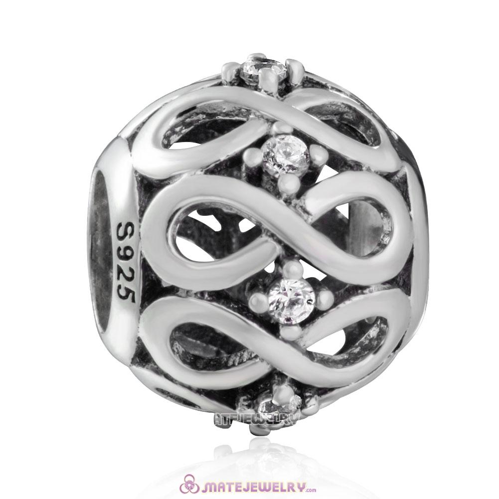 925 Sterling Silver Infinity Shine Charm with White Zirconia
