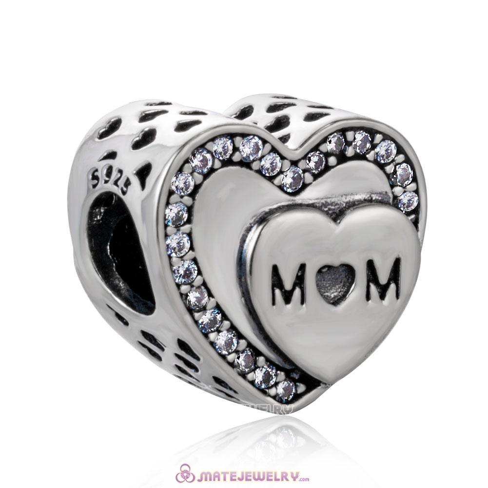 Tribute to Mom with White Zircon Charm Beads