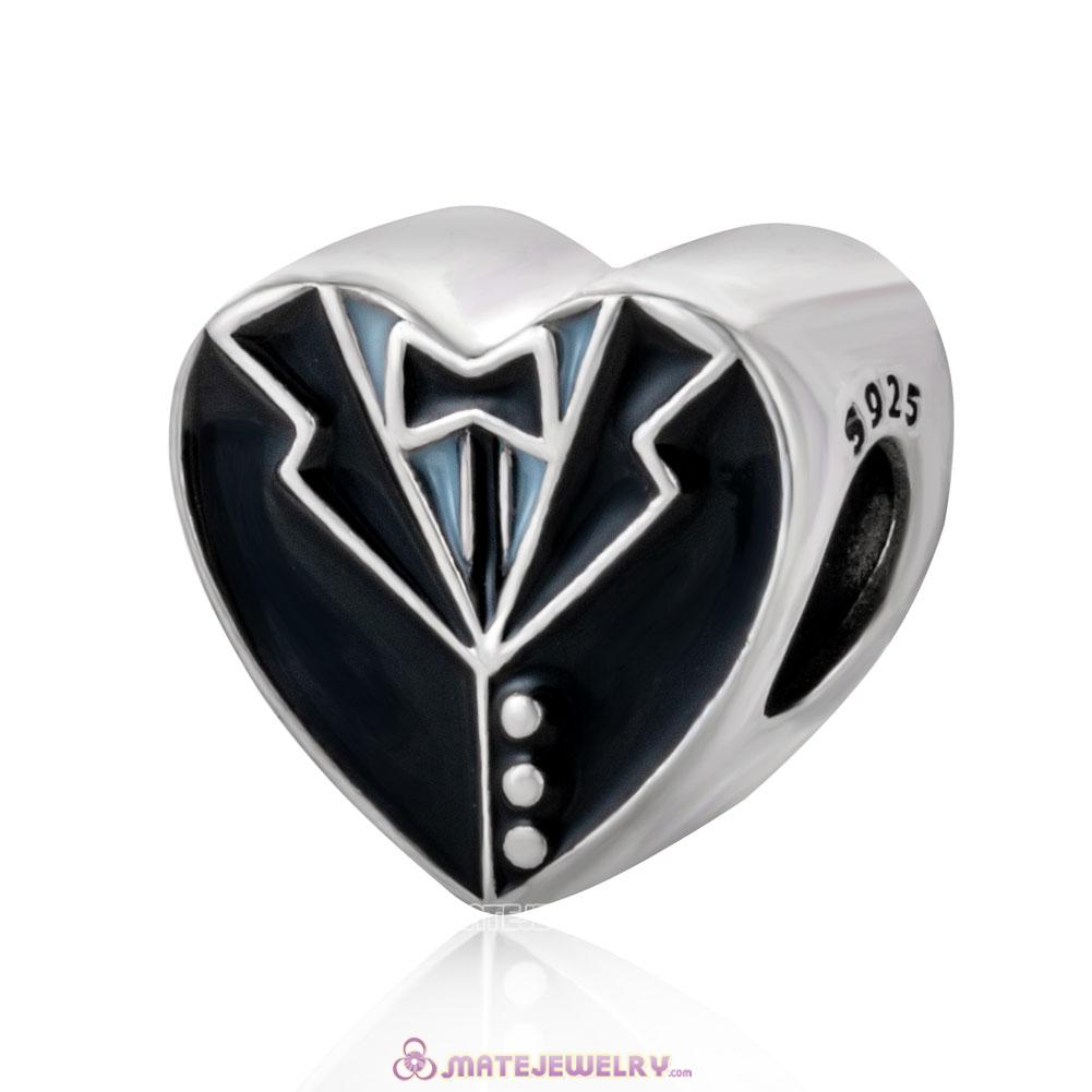 Our Special Day Heart with Black and White Enamel Charm 