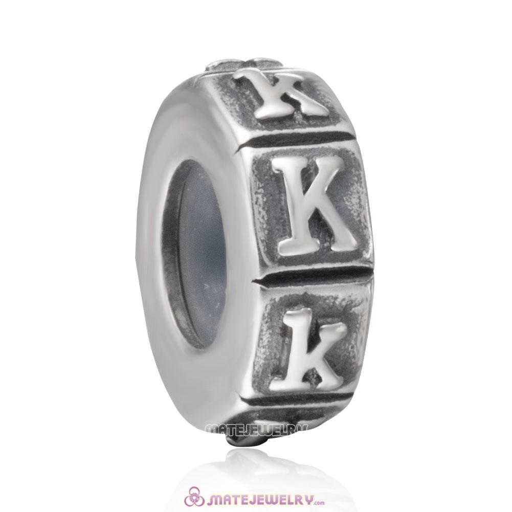 Alphabet Letter K with Rubber Stopper Beads