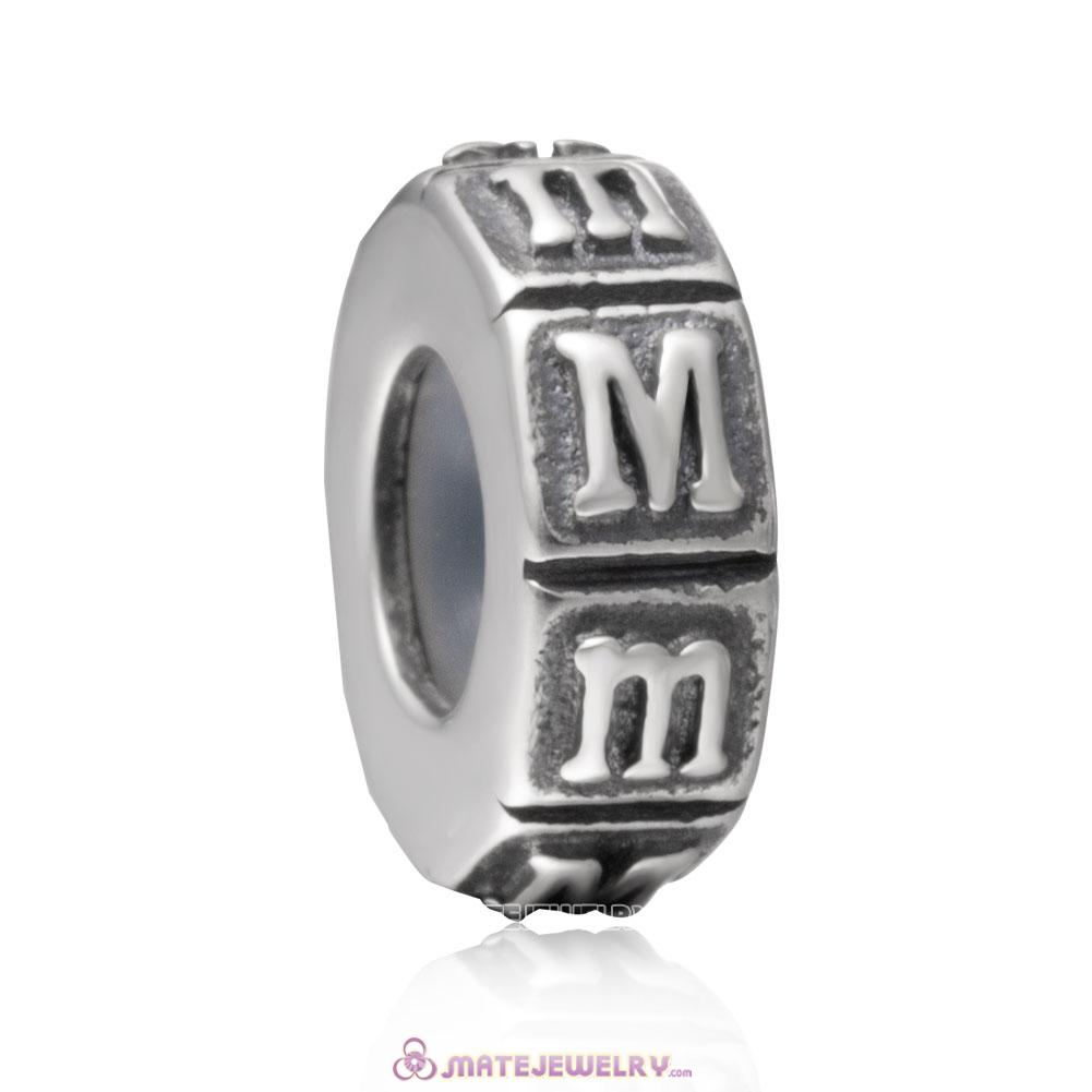 Alphabet Letter M with Rubber Stopper Beads
