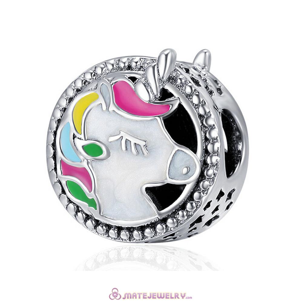 Silver Fashion Colorful Unicorn Charms