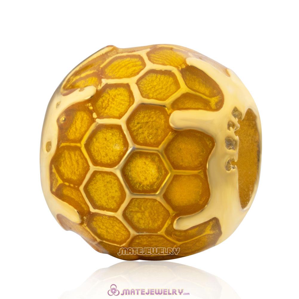 Golden Enamel Honeycomb Charms Beads European Style
